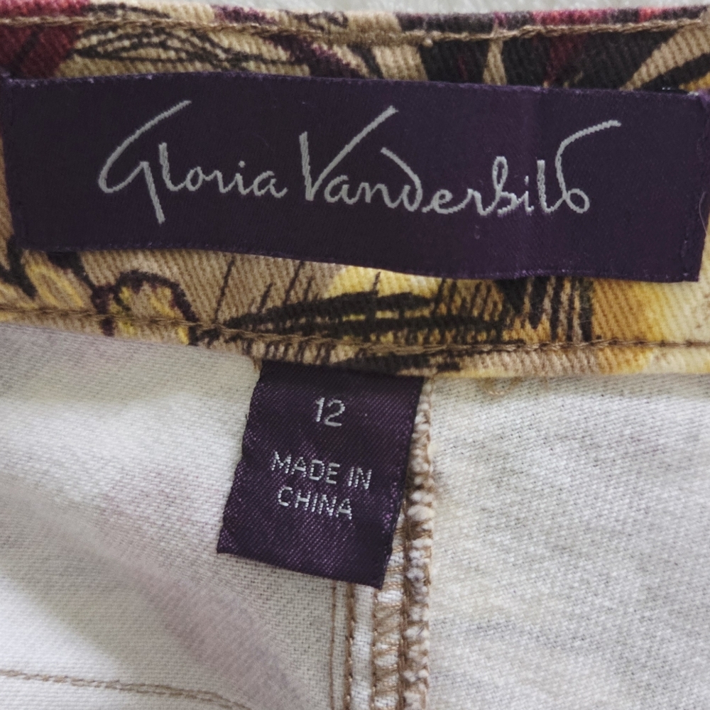 Gloria Vanderbilt High Rise Floral Print Jeans in Mustard, Brown & Red - Picture 3 of 13